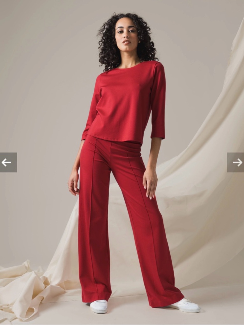 Ripley Rader Ponte Knit Straight Leg Pant  3/4 Sleeve Extended Top Two-Piece Set